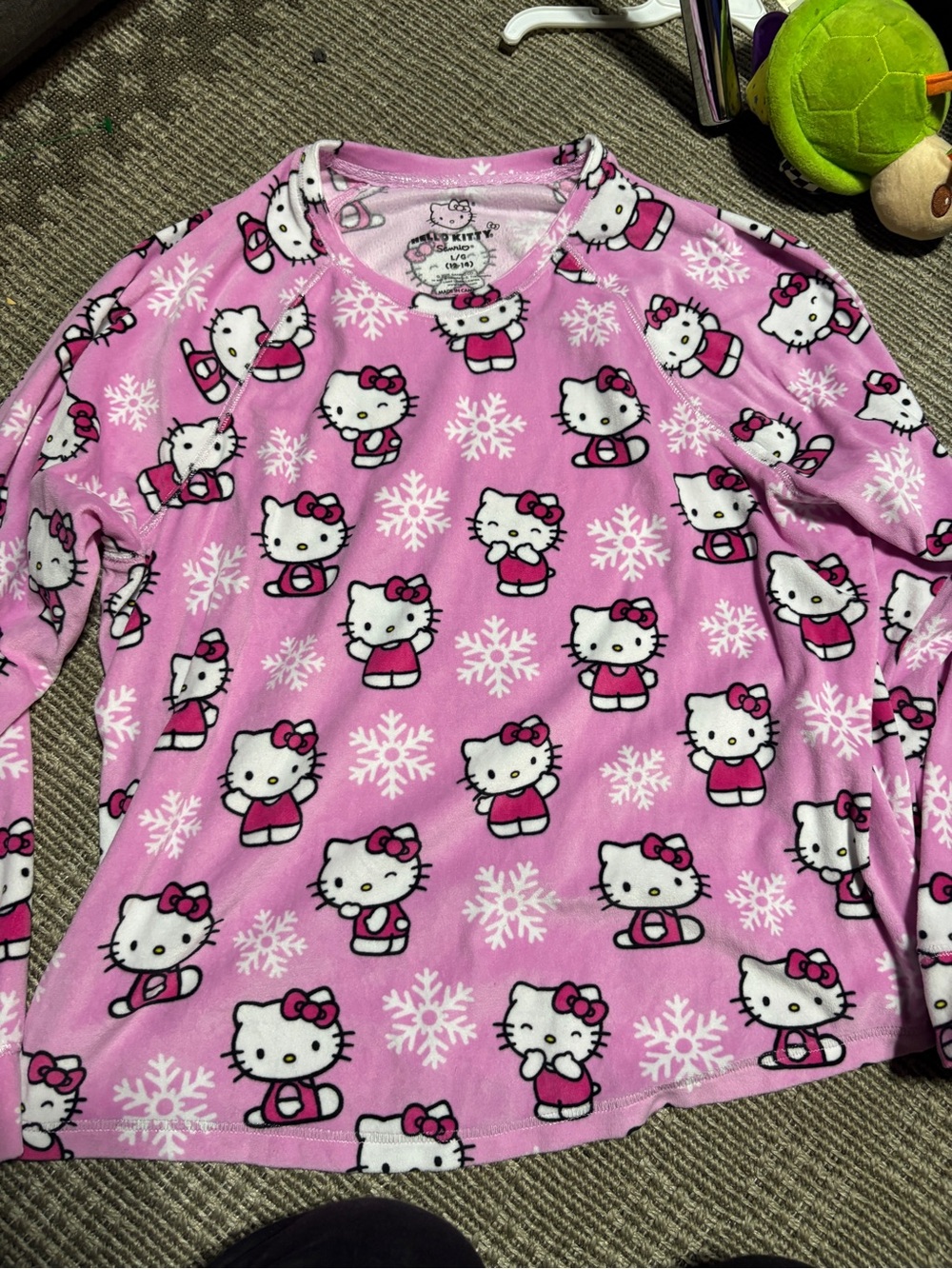 Hello Kitty Pink White Snowflake Long Sleeve Top
